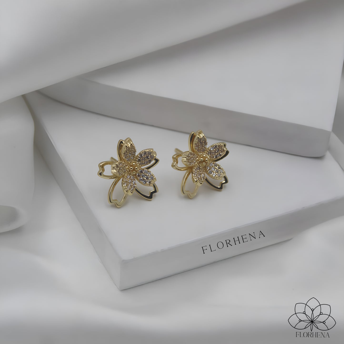 Blossom Sparkle Floral Stud Earrings