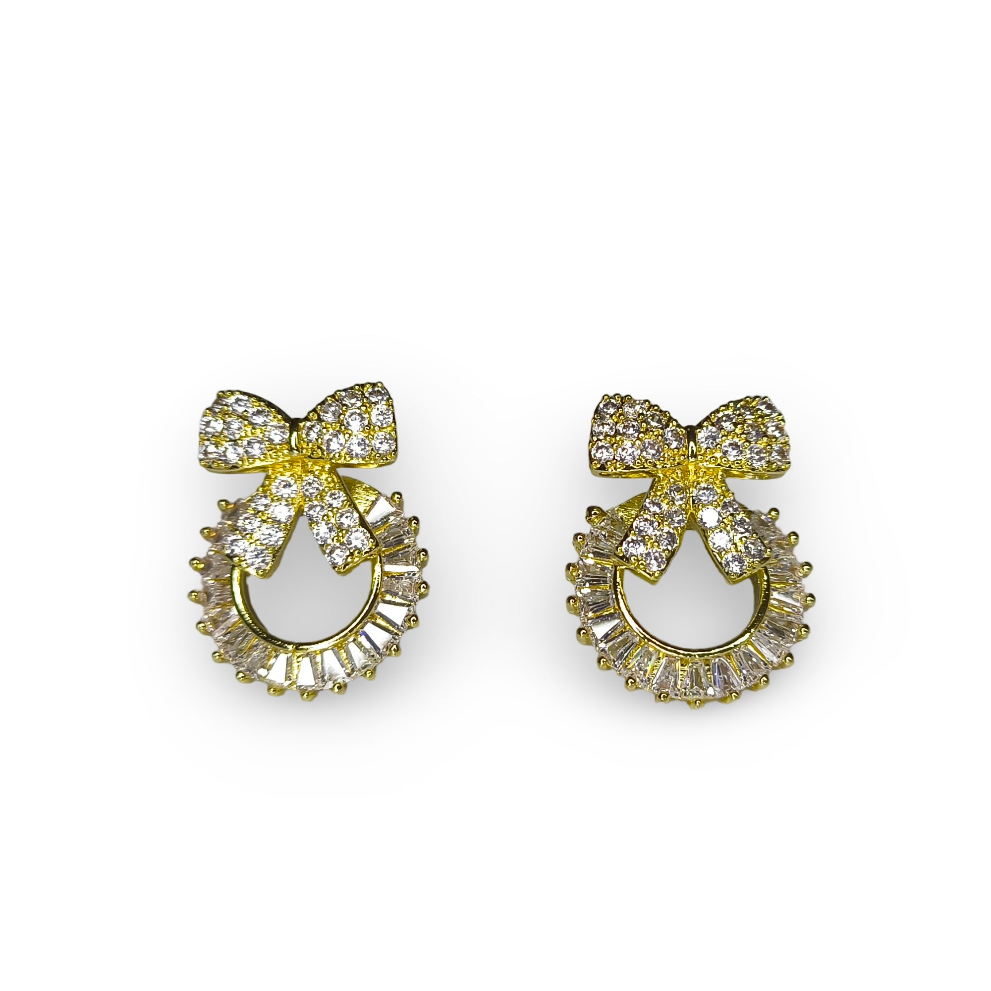 Crystal Bow Charm Stud Earrings