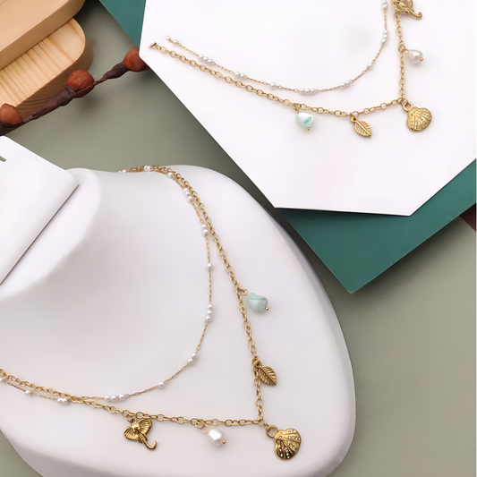 Aura Charm Golden Layered Necklace