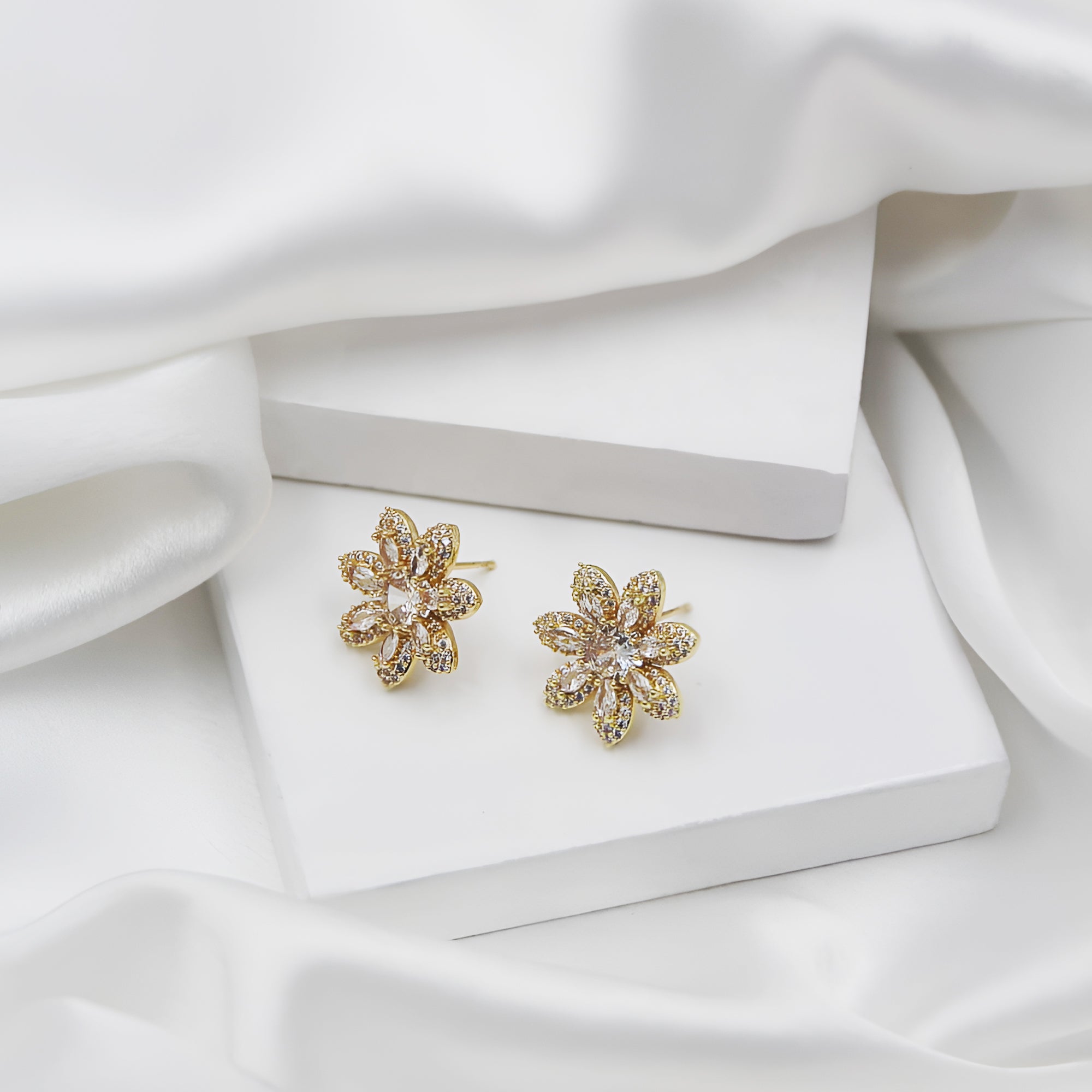 Floral Crystal Stud Earrings