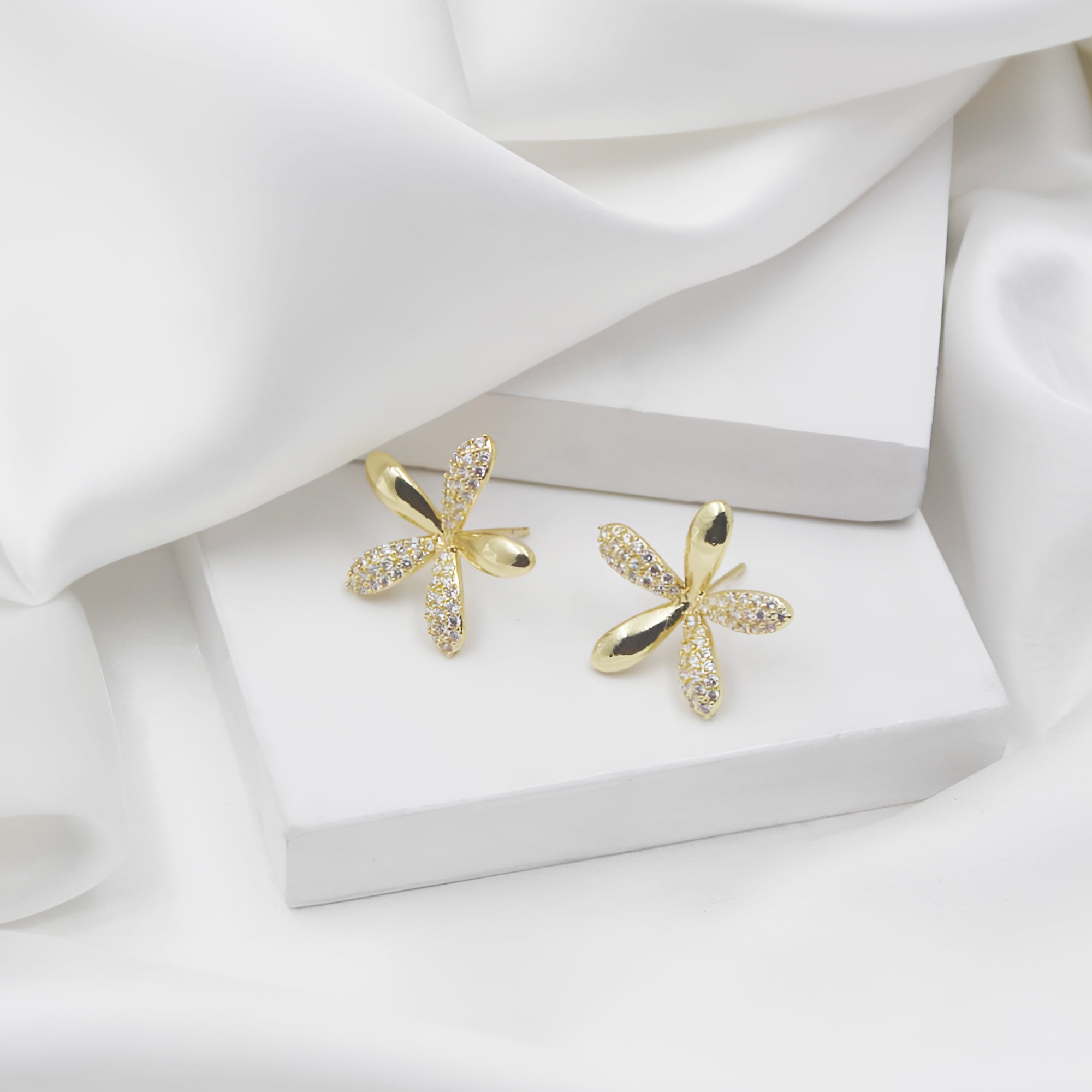Glimmer Petal Stud Earrings