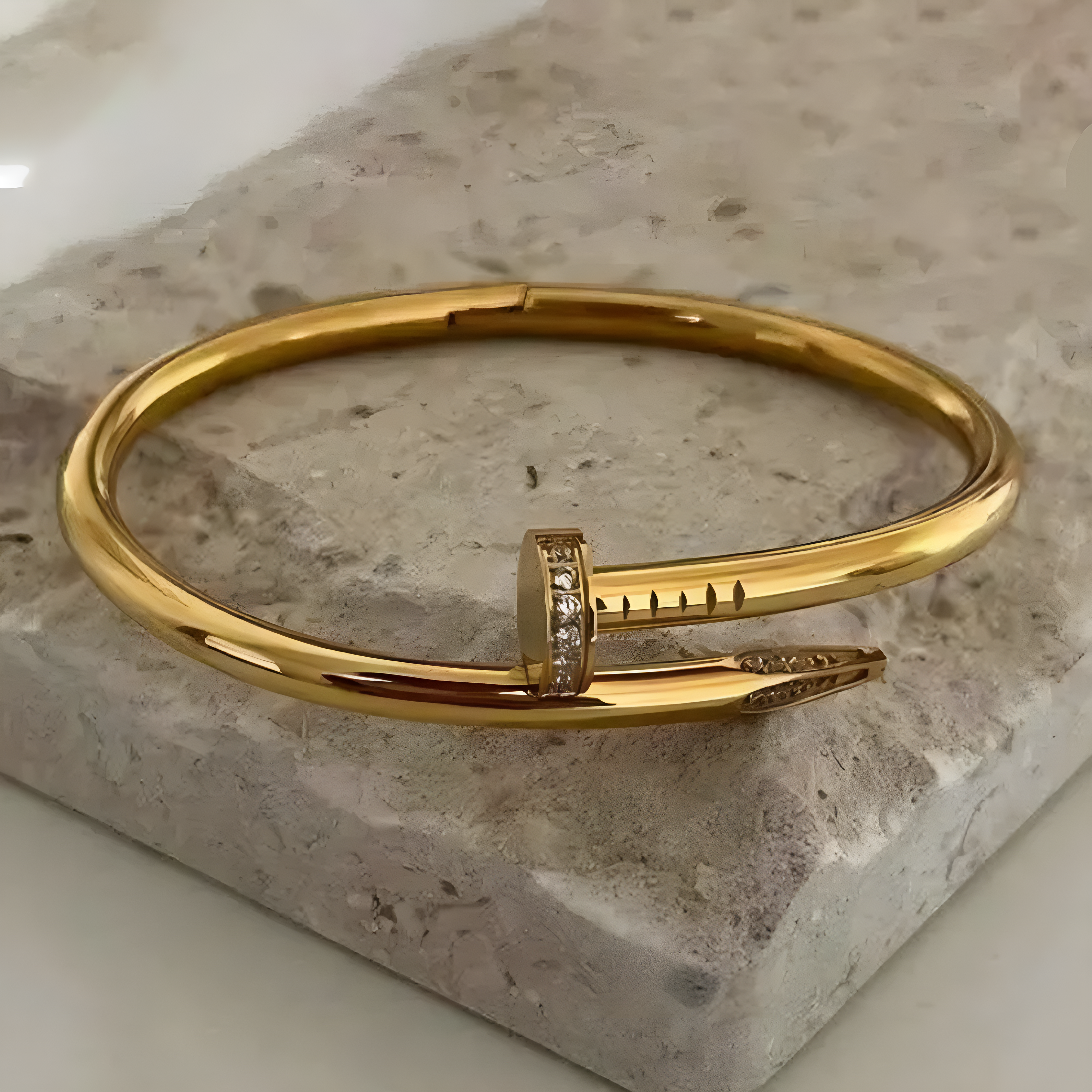 Gold-Plated Nail Cuff Bracelet with Crystal Accents