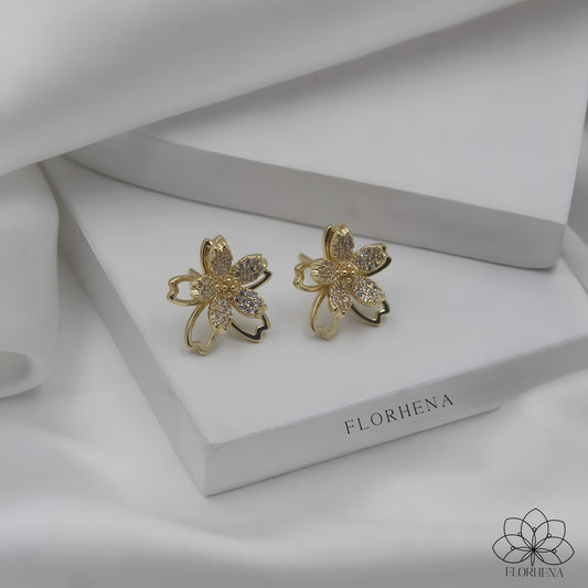 Blossom Sparkle Floral Stud Earrings