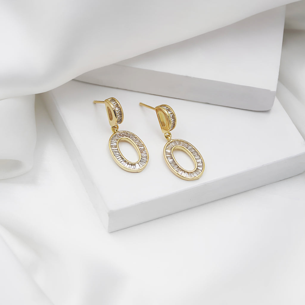 Radiant Oval Drop Crystal Earrings