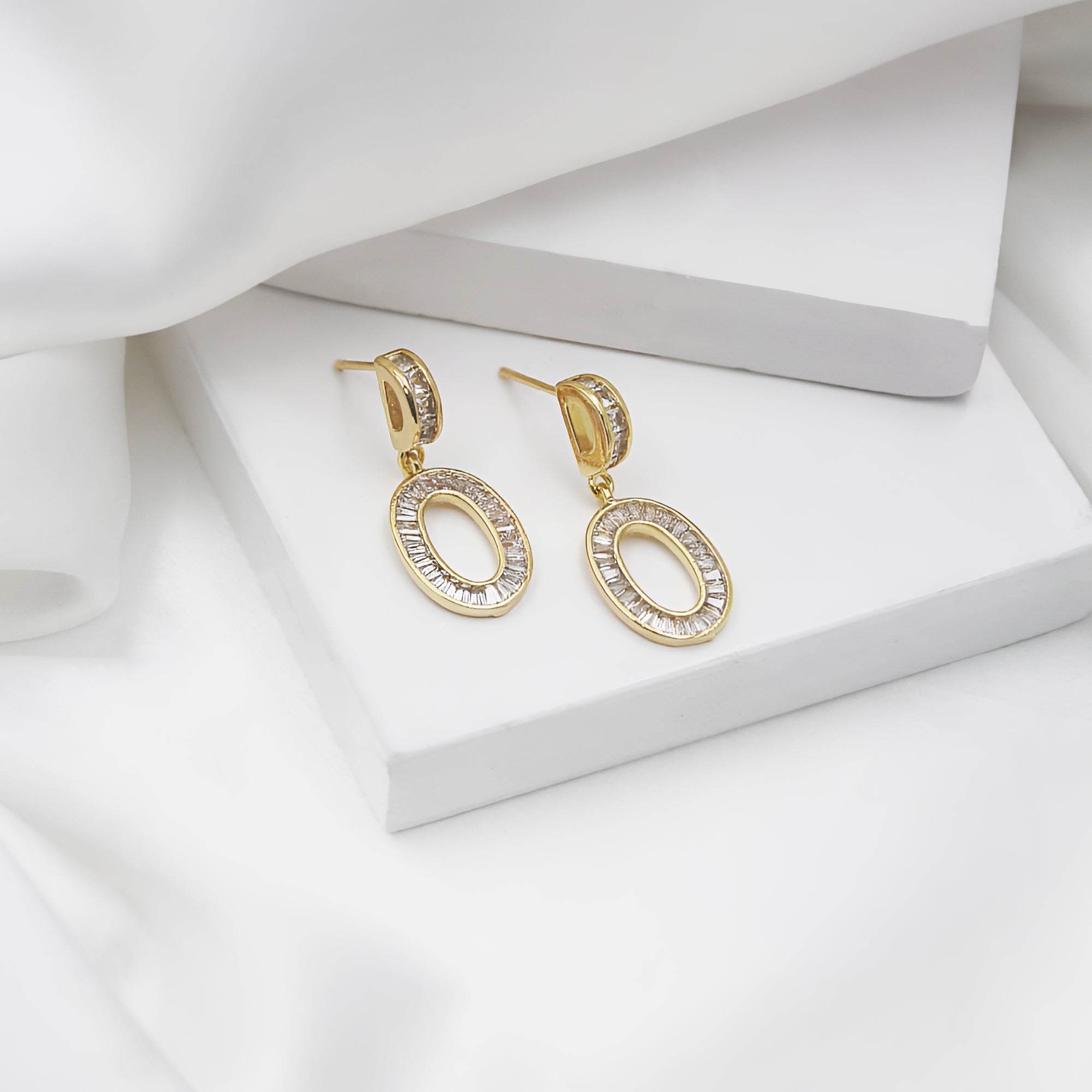 Radiant Oval Drop Crystal Earrings