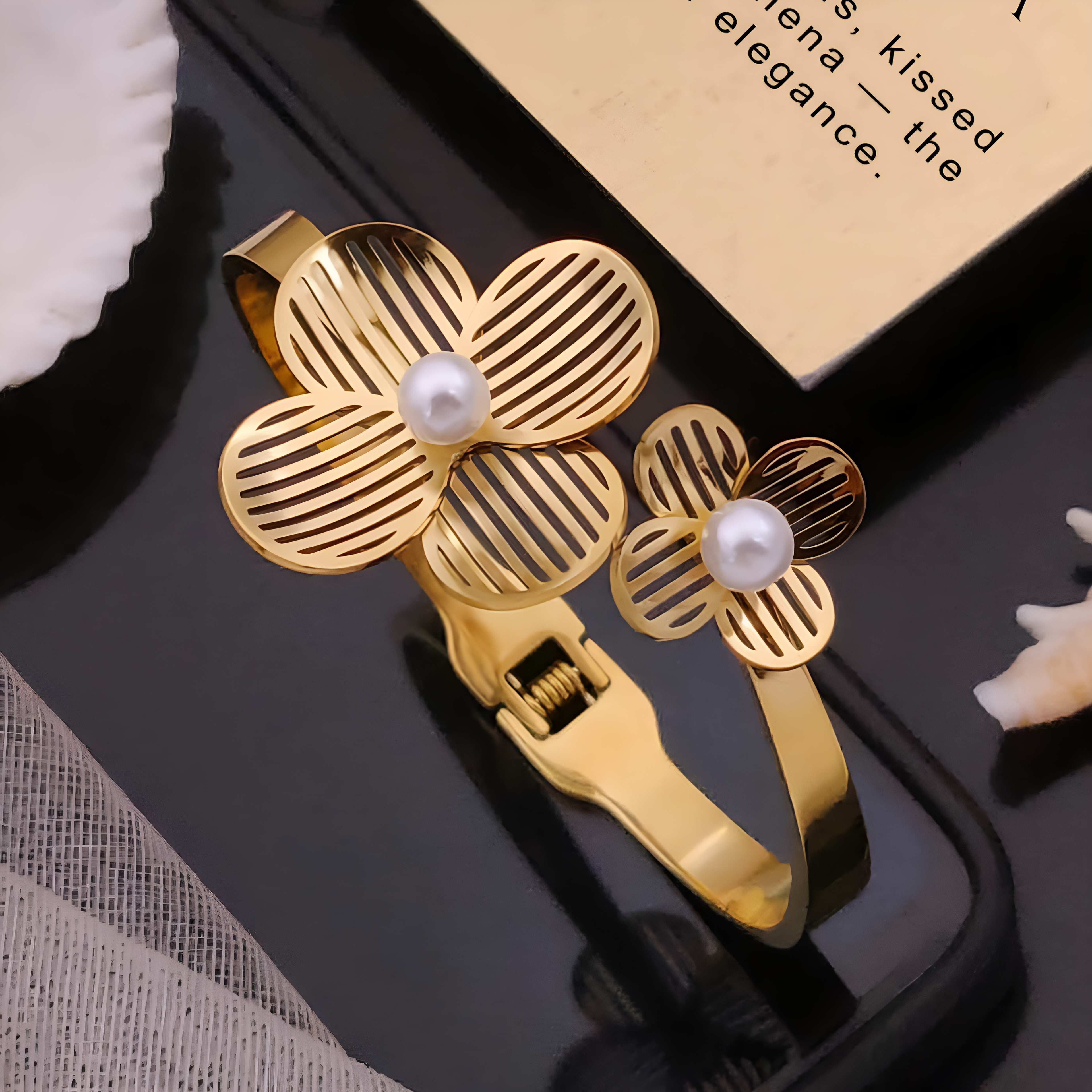 Orchid Pearl Charm Bangle