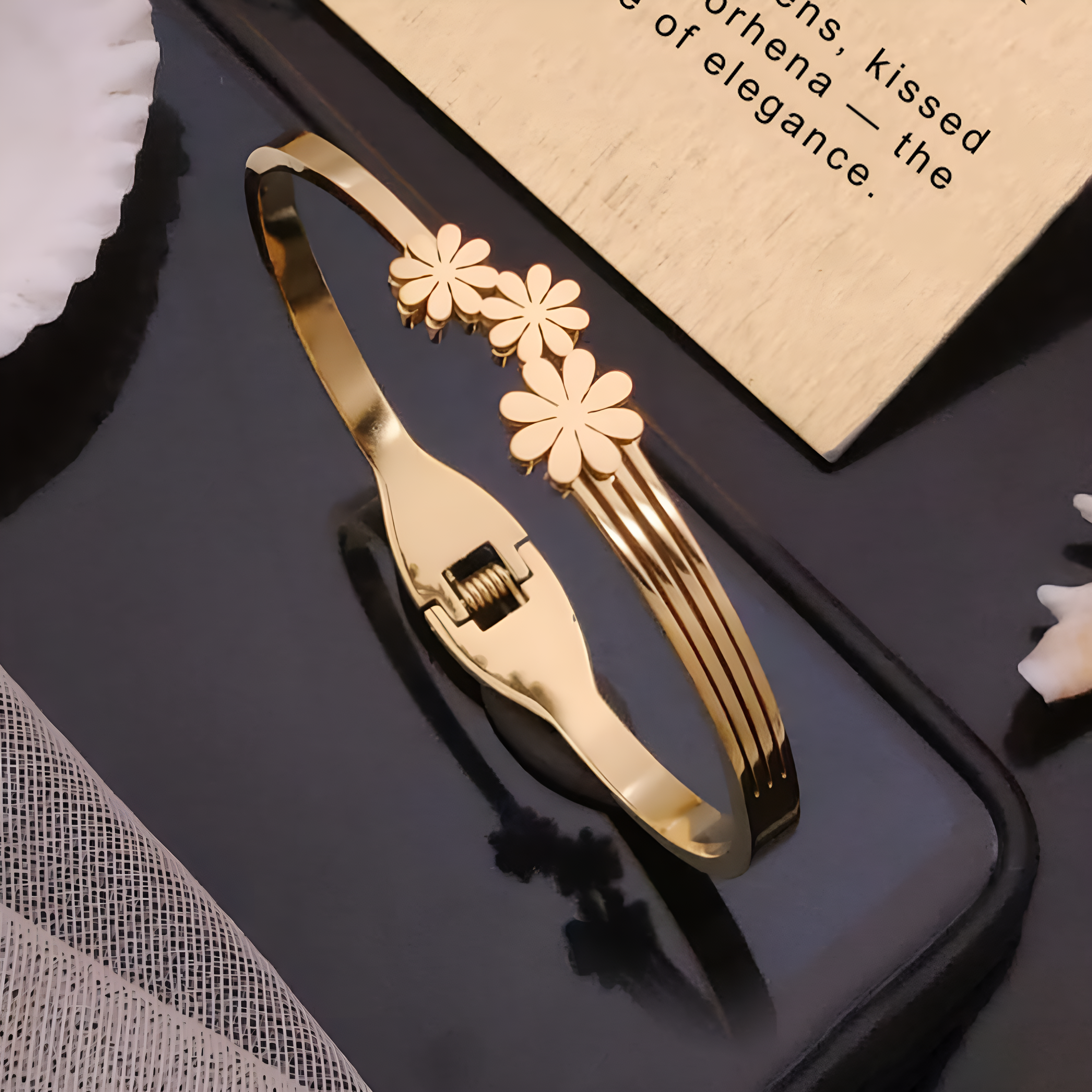 Floral Charm Bangle for Women
