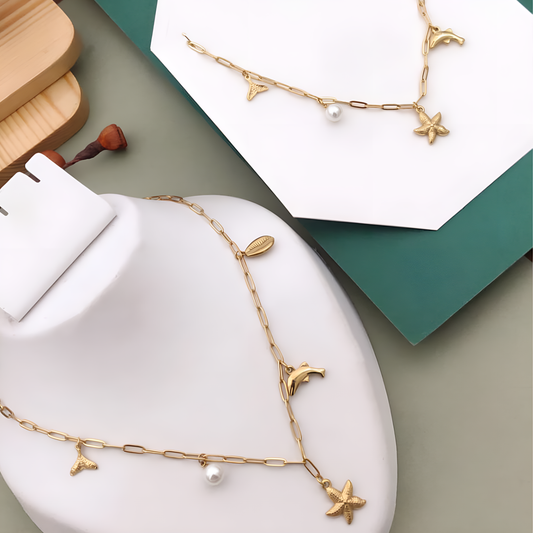 Marine Muse Gold Plated Ocean Charm Necklace