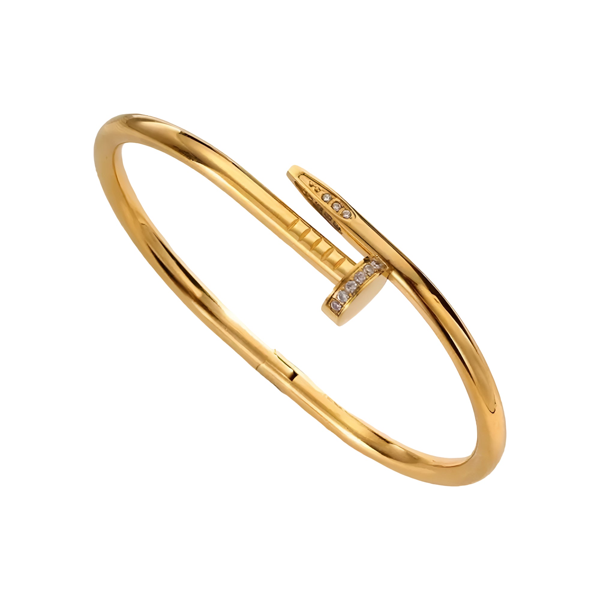 Gold-Plated Nail Cuff Bracelet with Crystal Accents