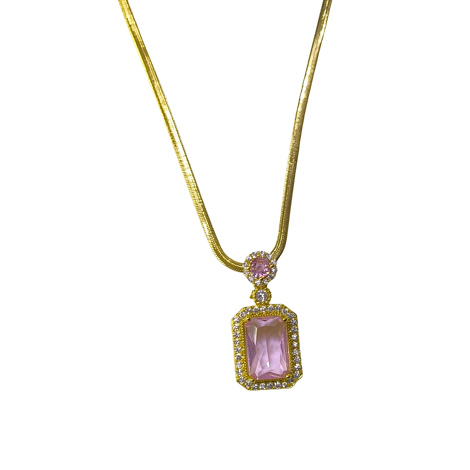 Elegant Pink Crystal Pendant Necklace