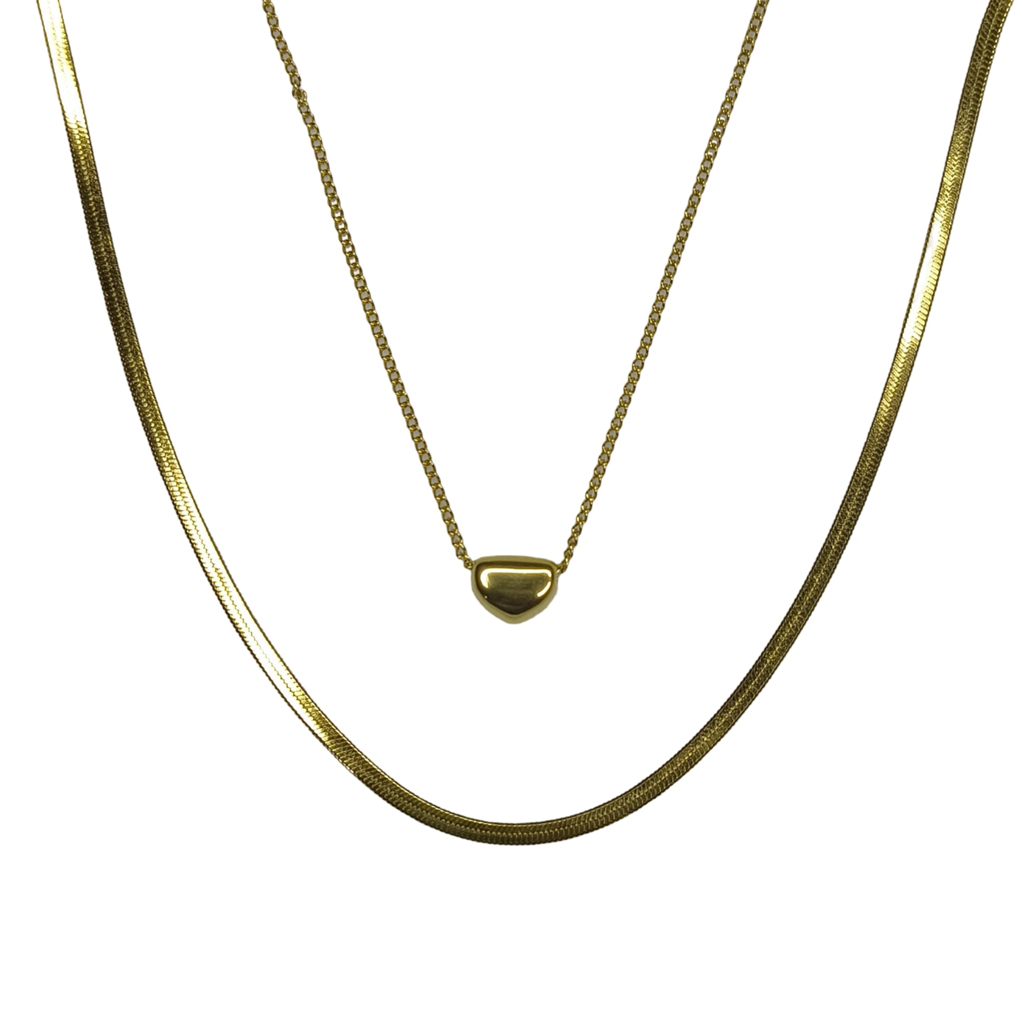 Twin Aura Layered Gold-Plated Necklace Set