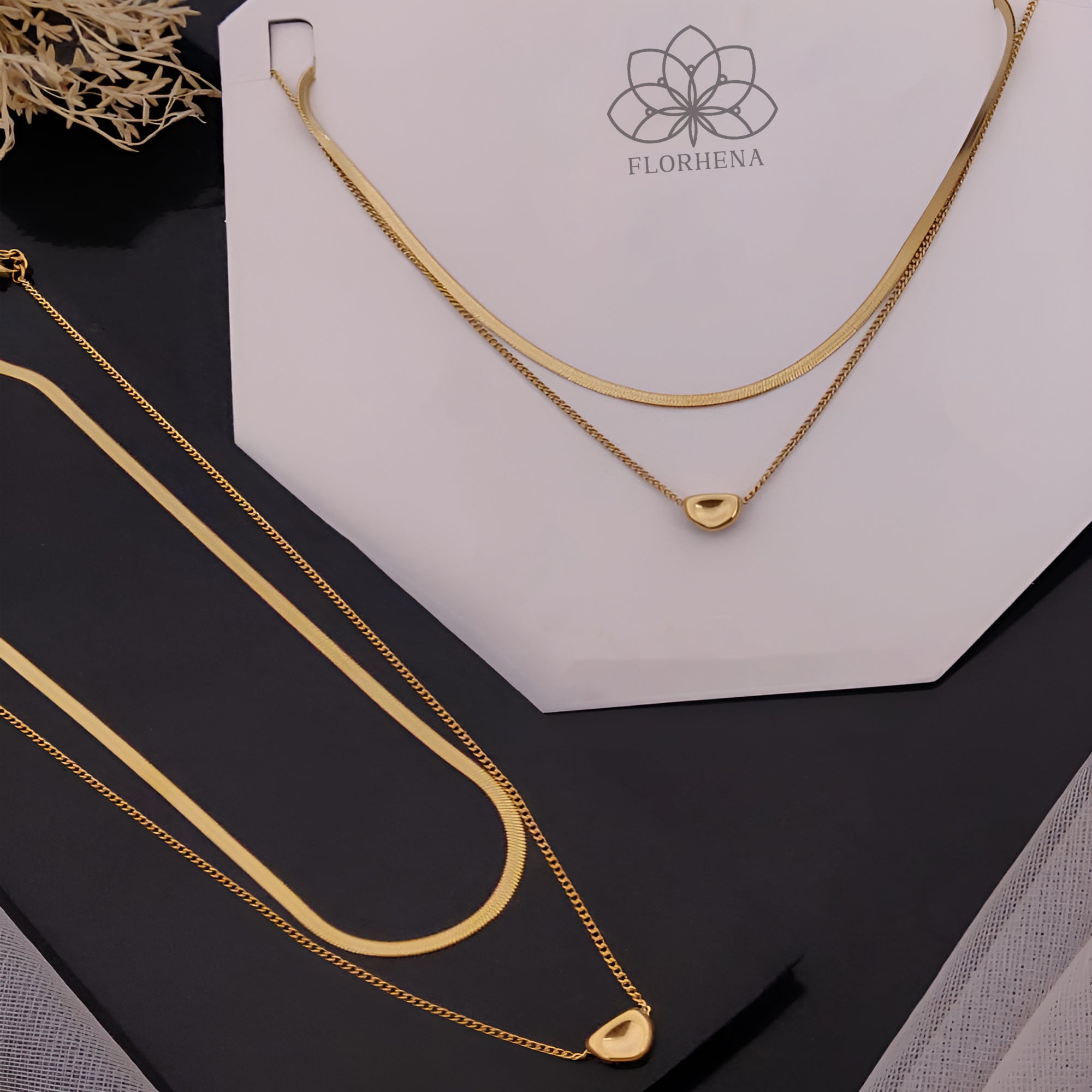 Twin Aura Layered Gold-Plated Necklace Set