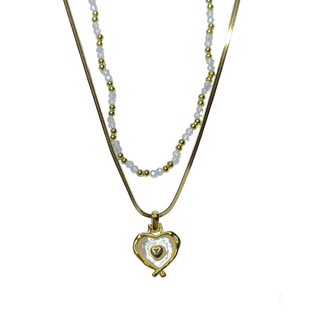 L’amour Layered Heart Pendant Necklace Set