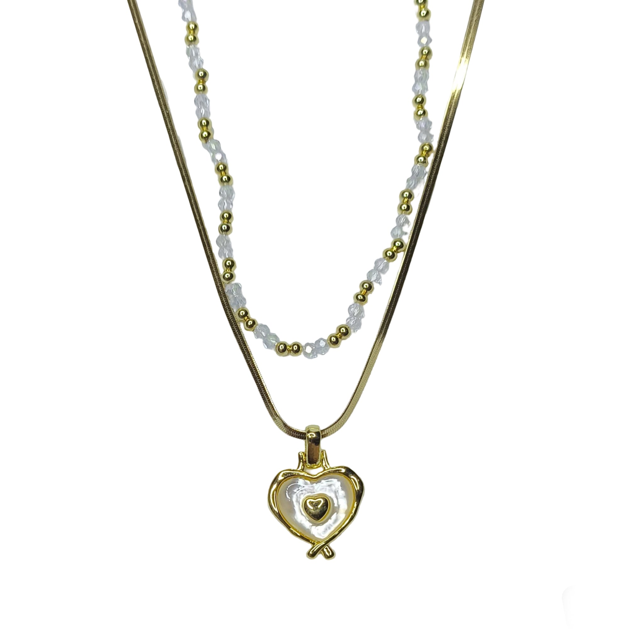 L’amour Layered Heart Pendant Necklace Set