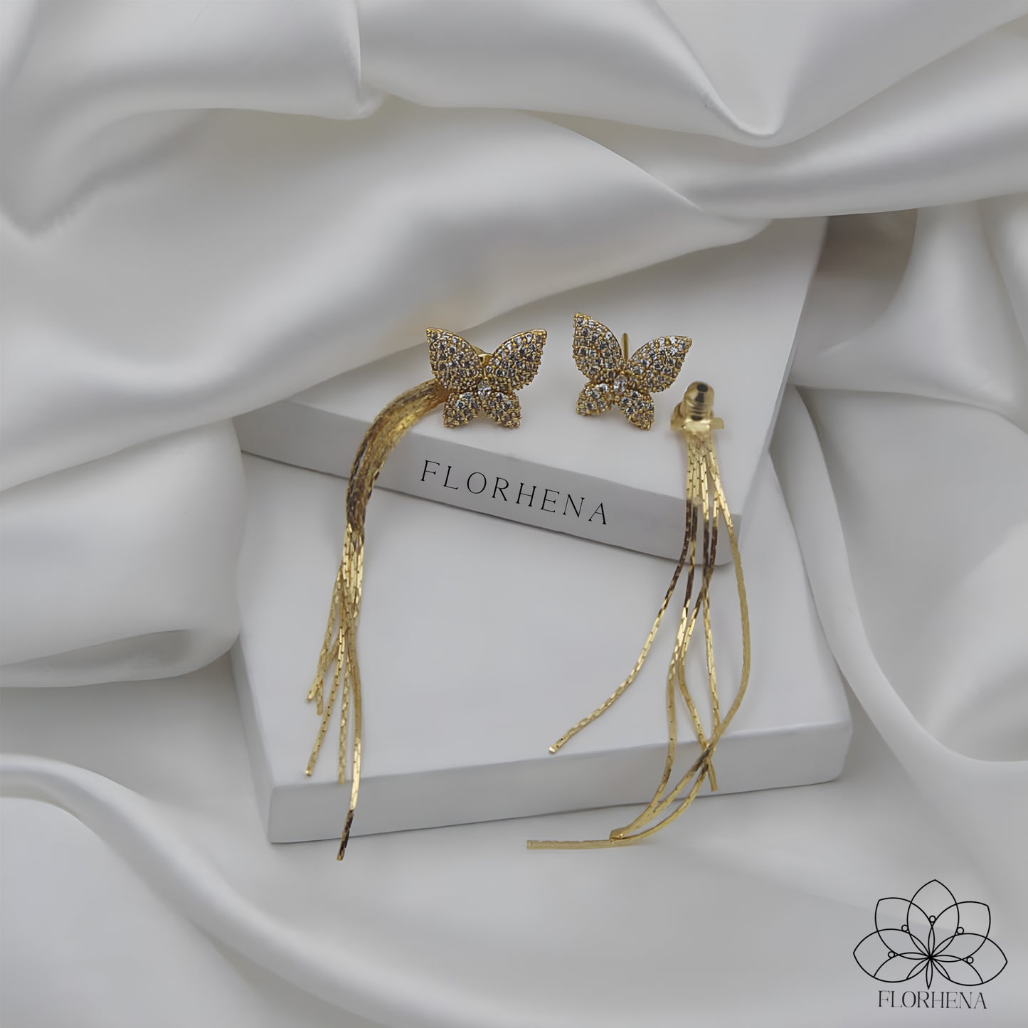 Golden Butterfly Tassel Earrings