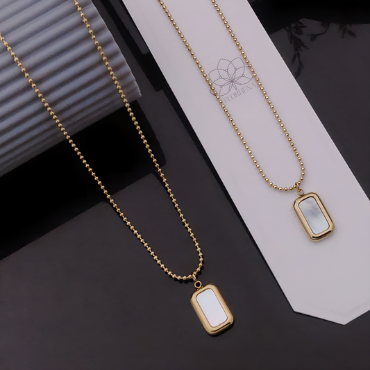Luxe Gold Ball Chain Necklace with Mother of Pearl Pendant