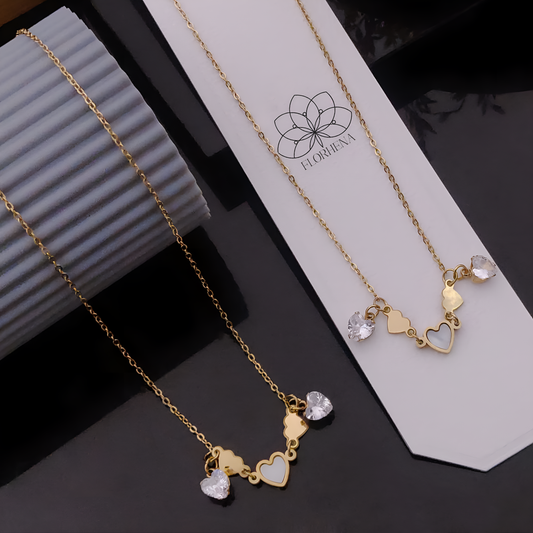 Heartstrings Charm Necklace  – Gold-Plated Love Pendant with Crystals