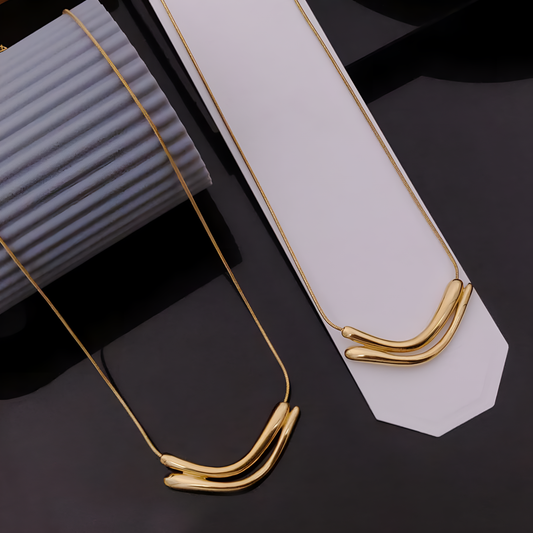 Florhena Sleek Wave Pendant Necklace