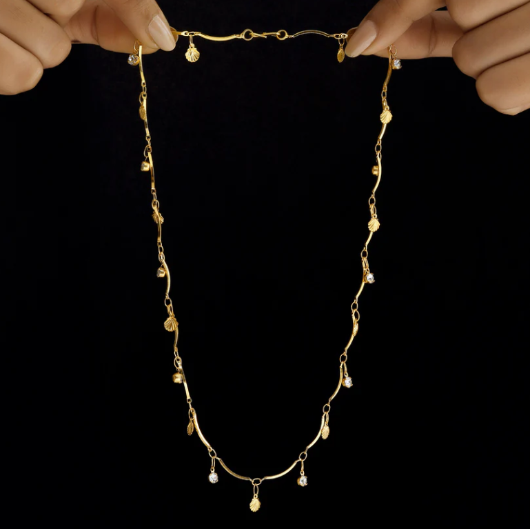 Luxe Gold Leaf & Seashell Layered Necklace Duo